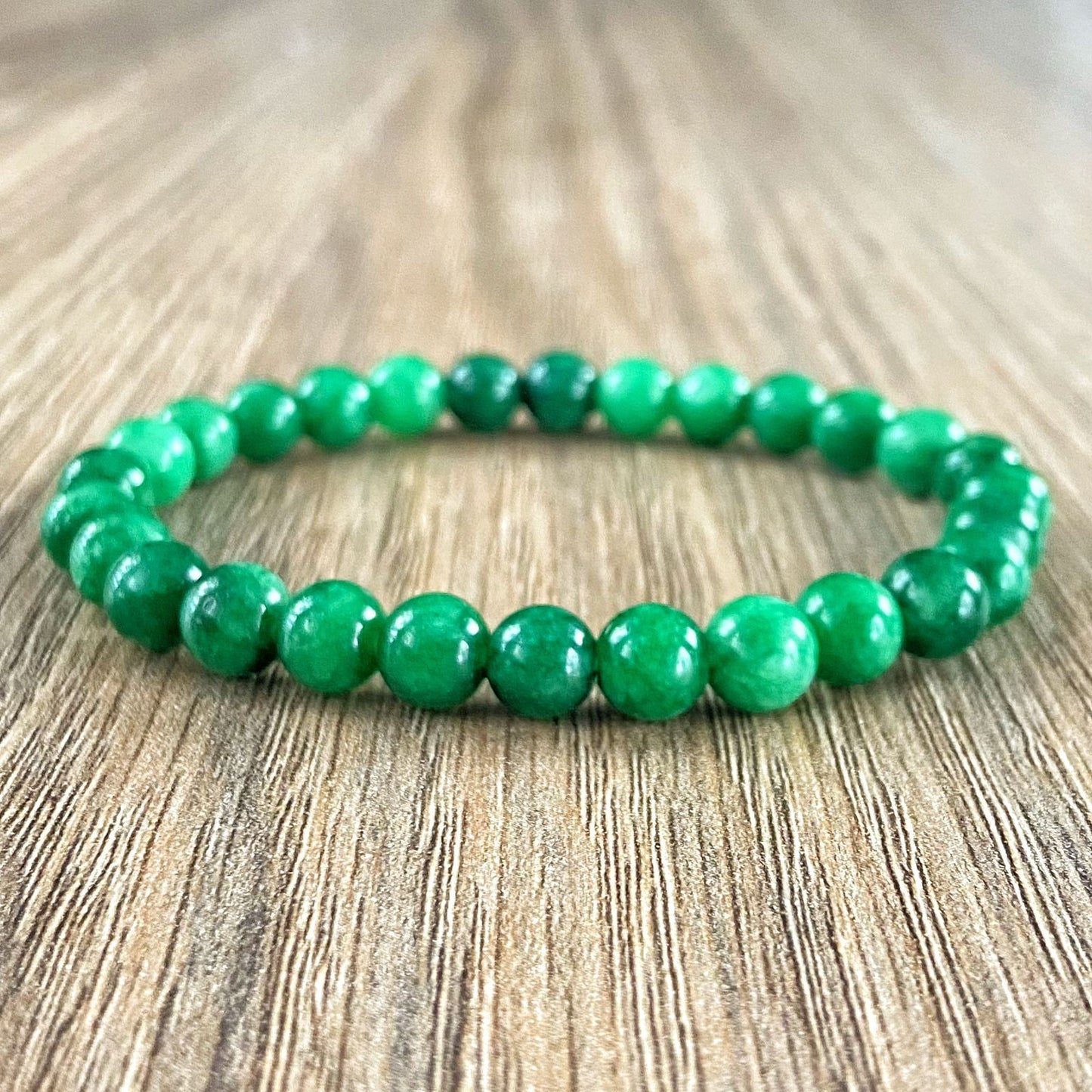 Pulseira Jade imperial, esferas 6mm em pedras naturais