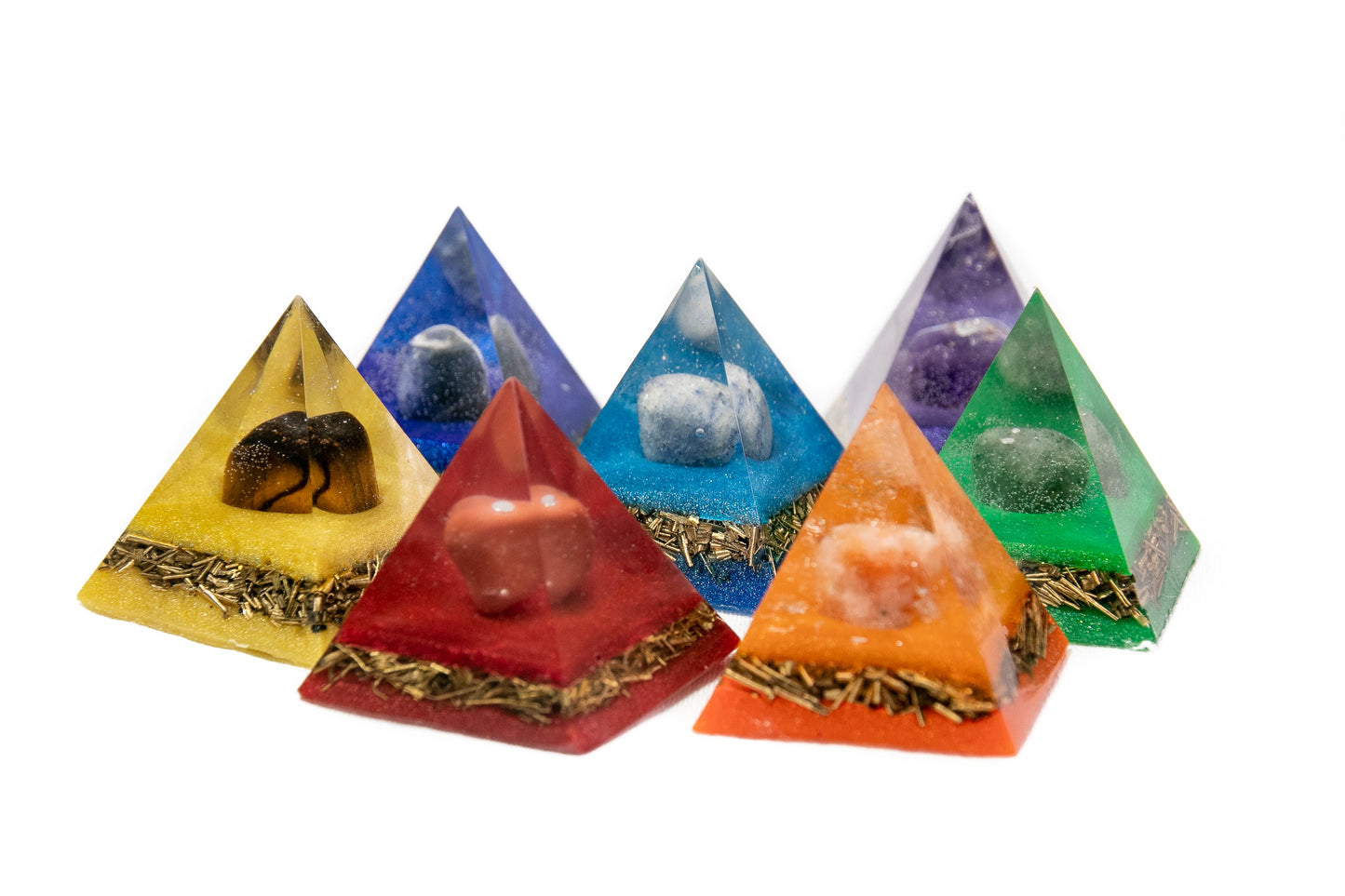 Kit pirâmides orgonites 7 Chakras